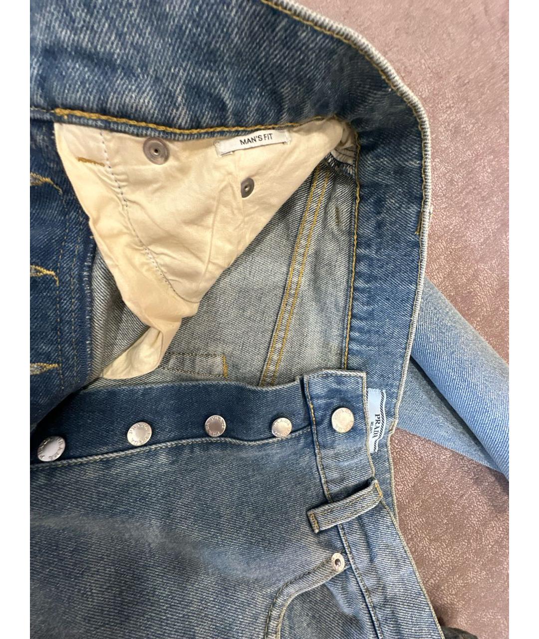 PRADA Синие хлопковые прямые джинсы, фото 7