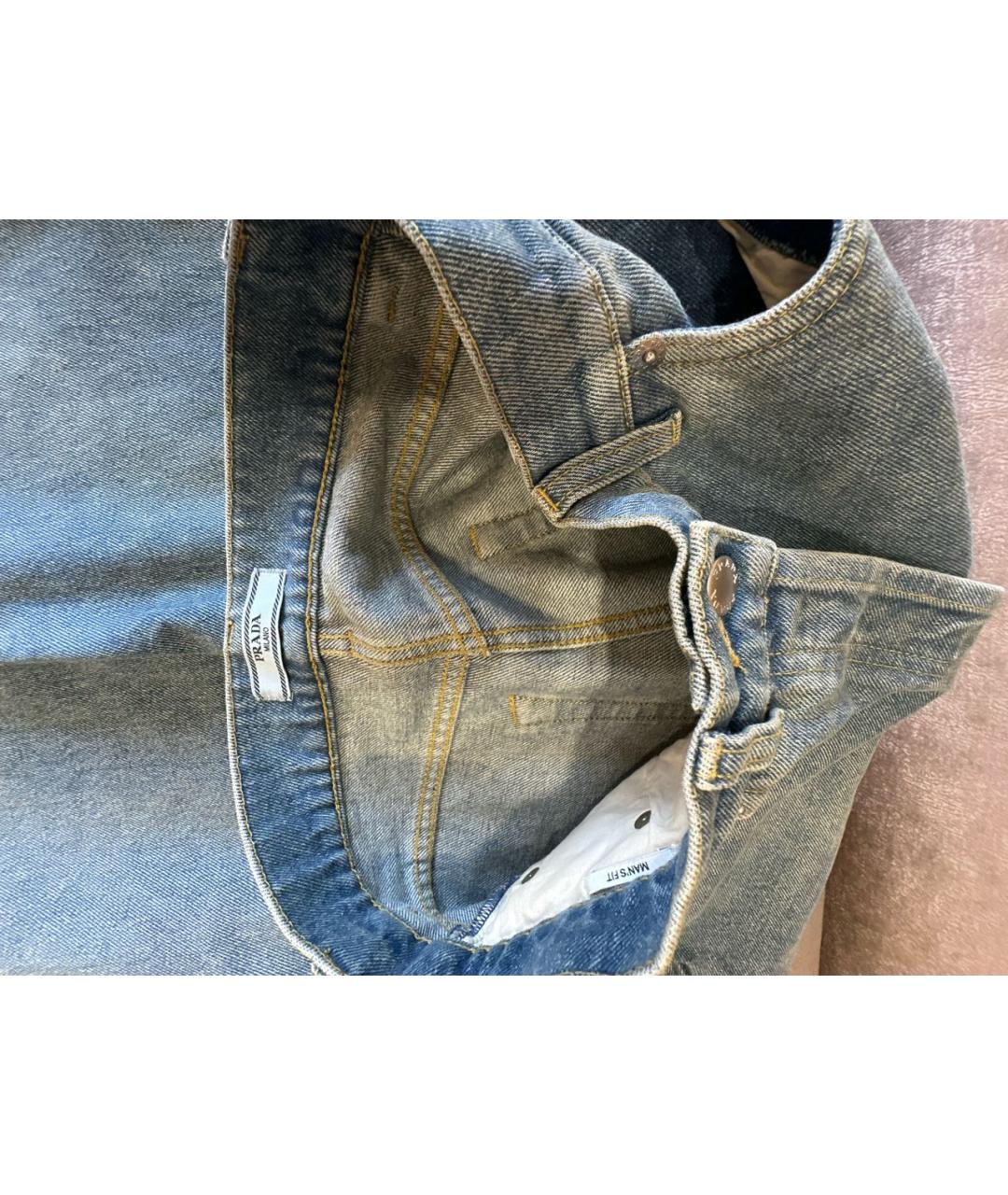 PRADA Синие хлопковые прямые джинсы, фото 3