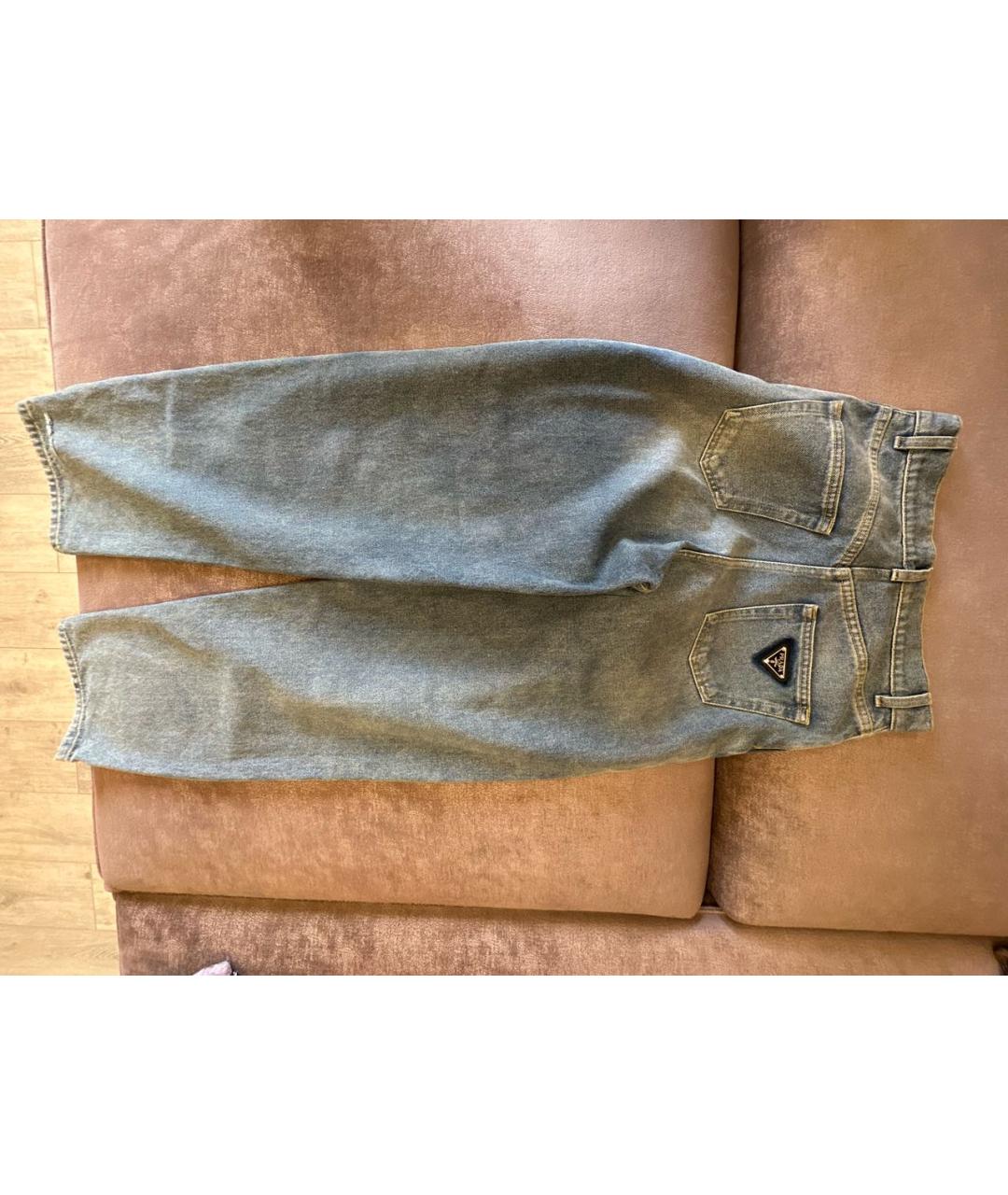 PRADA Синие хлопковые прямые джинсы, фото 2