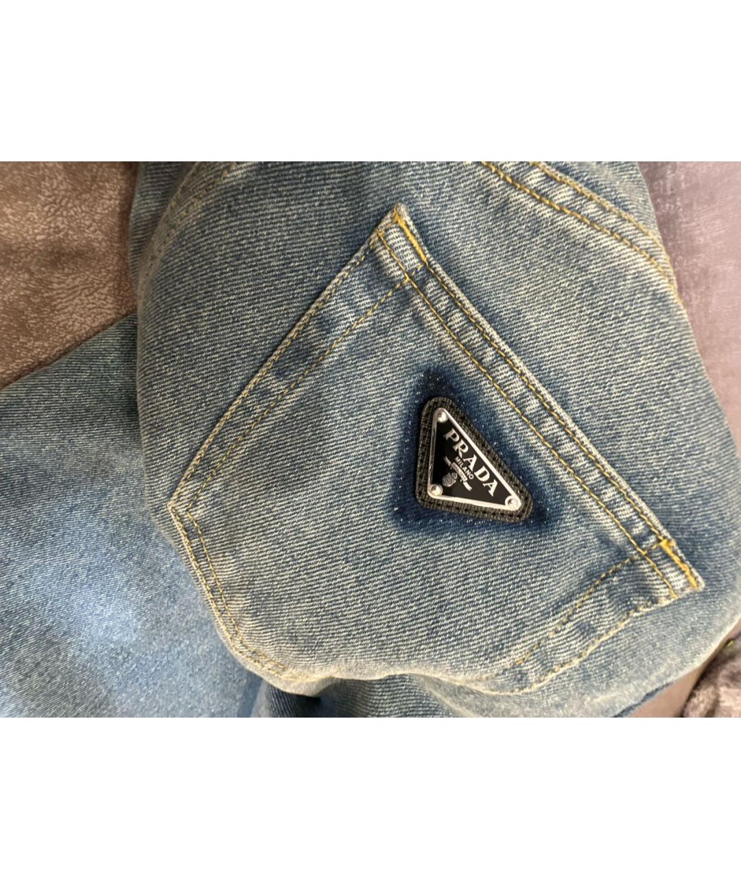 PRADA Синие хлопковые прямые джинсы, фото 5