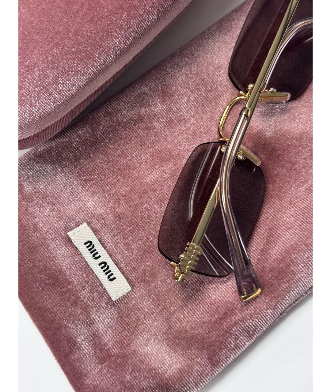 MIU MIU Розовые металлические солнцезащитные очки, фото 3