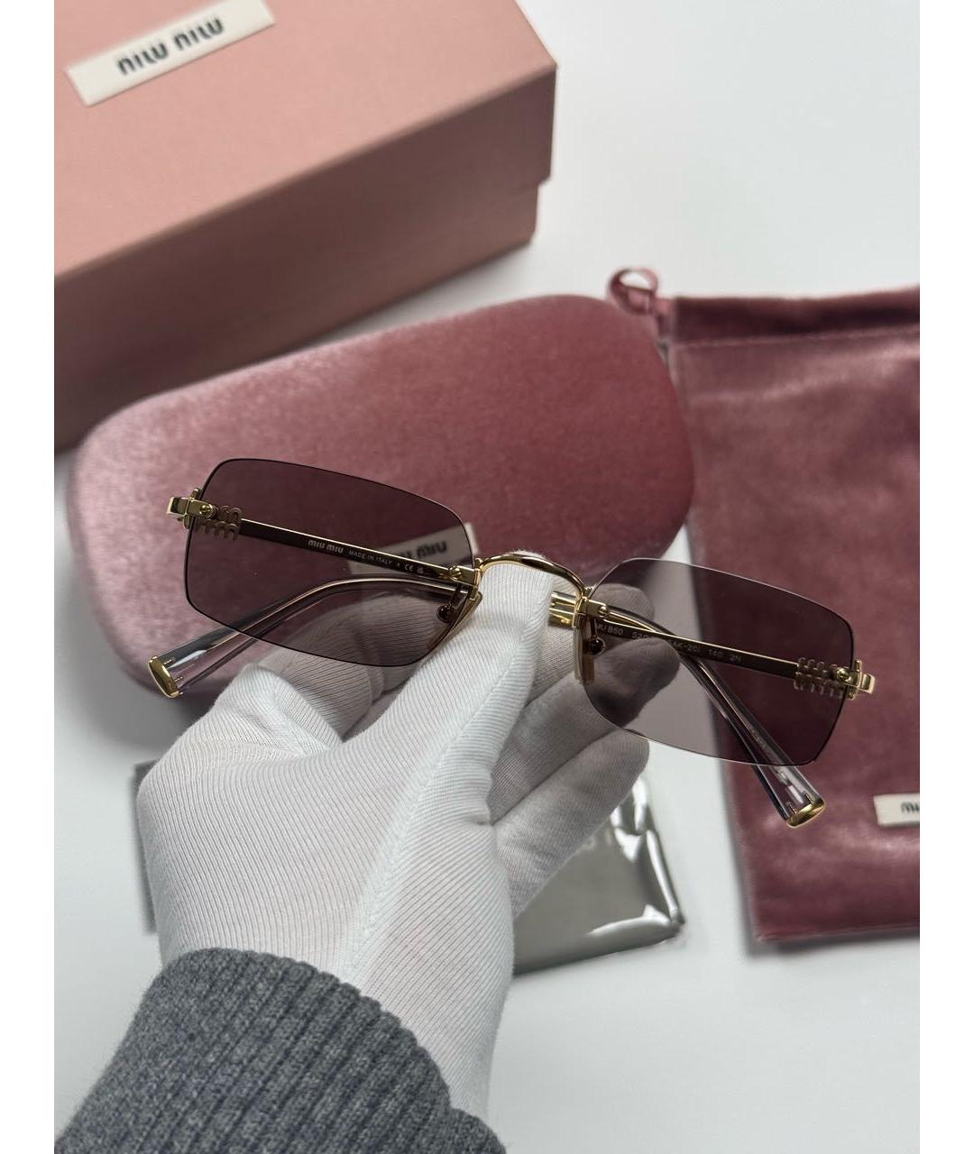 MIU MIU Розовые металлические солнцезащитные очки, фото 7