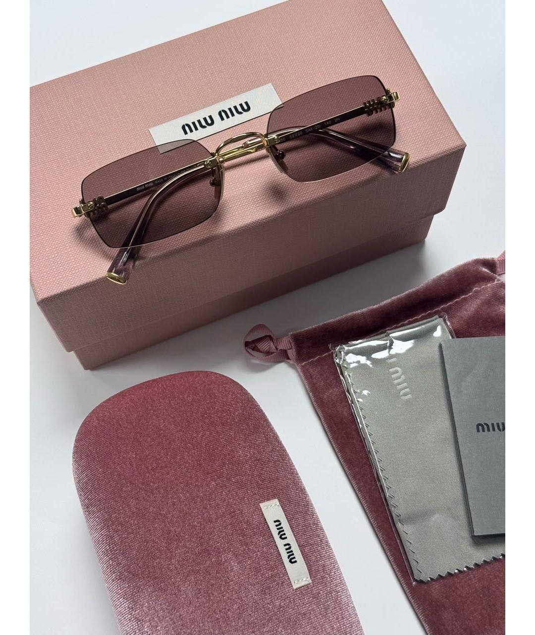 MIU MIU Розовые металлические солнцезащитные очки, фото 5