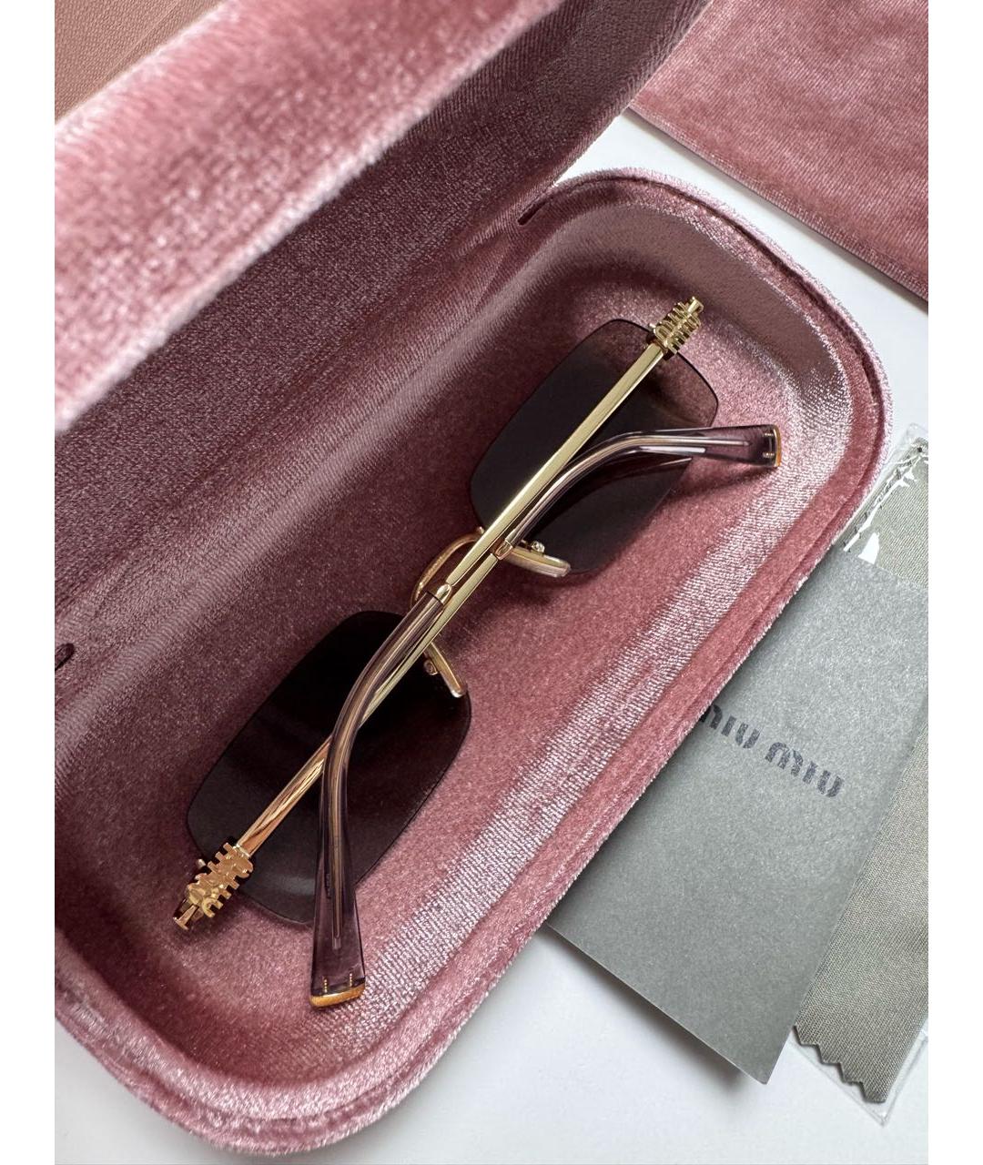 MIU MIU Розовые металлические солнцезащитные очки, фото 6
