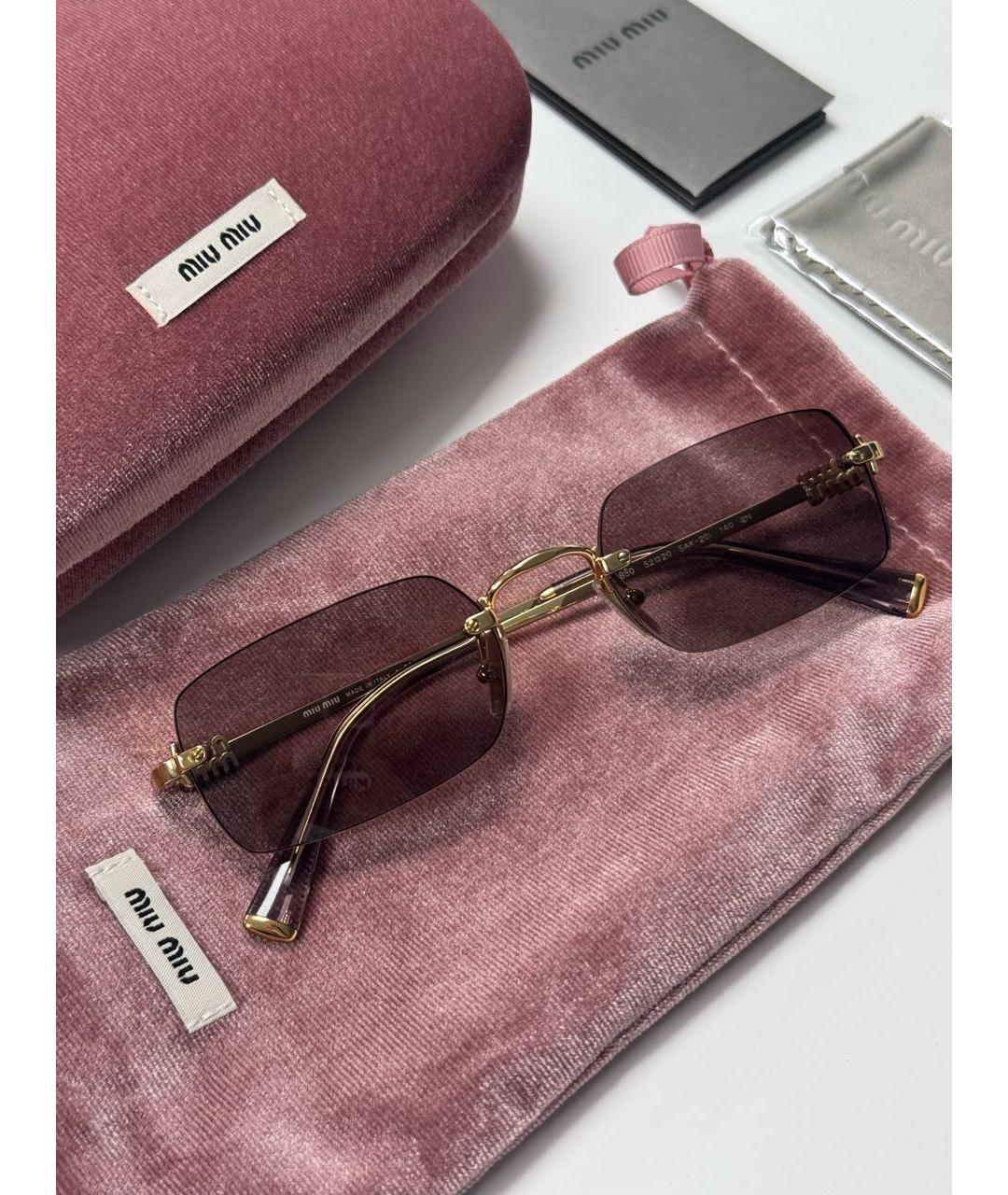 MIU MIU Розовые металлические солнцезащитные очки, фото 4