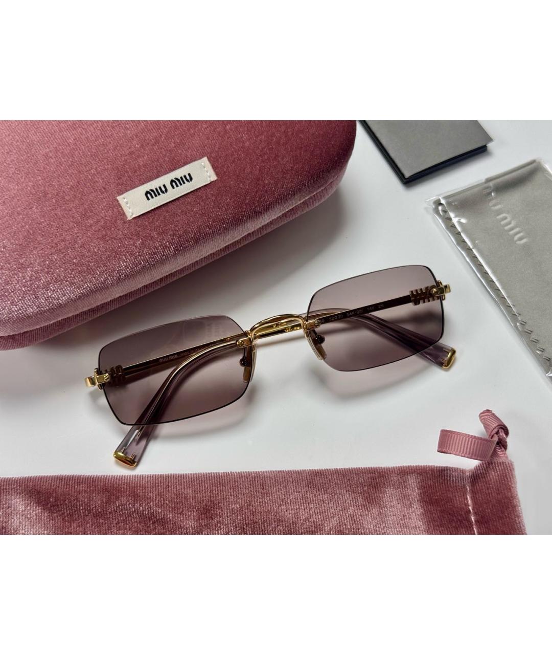 MIU MIU Розовые металлические солнцезащитные очки, фото 2