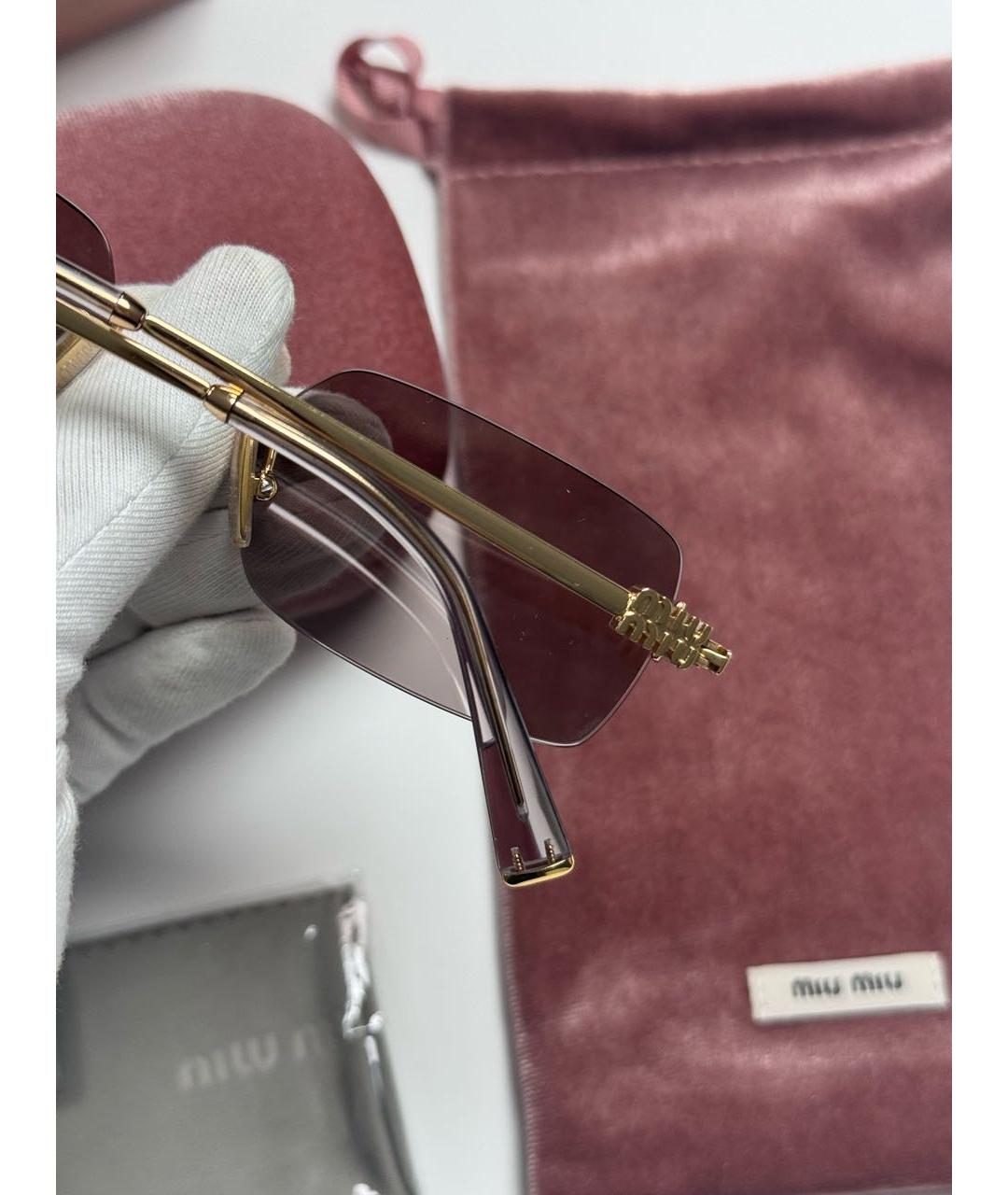 MIU MIU Розовые металлические солнцезащитные очки, фото 8