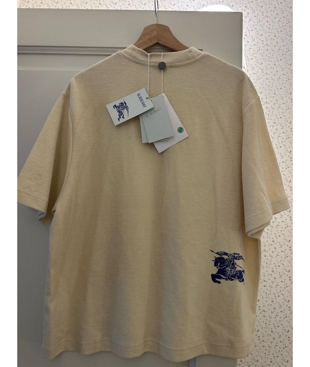 BURBERRY Бежевая хлопковая футболка, фото 4