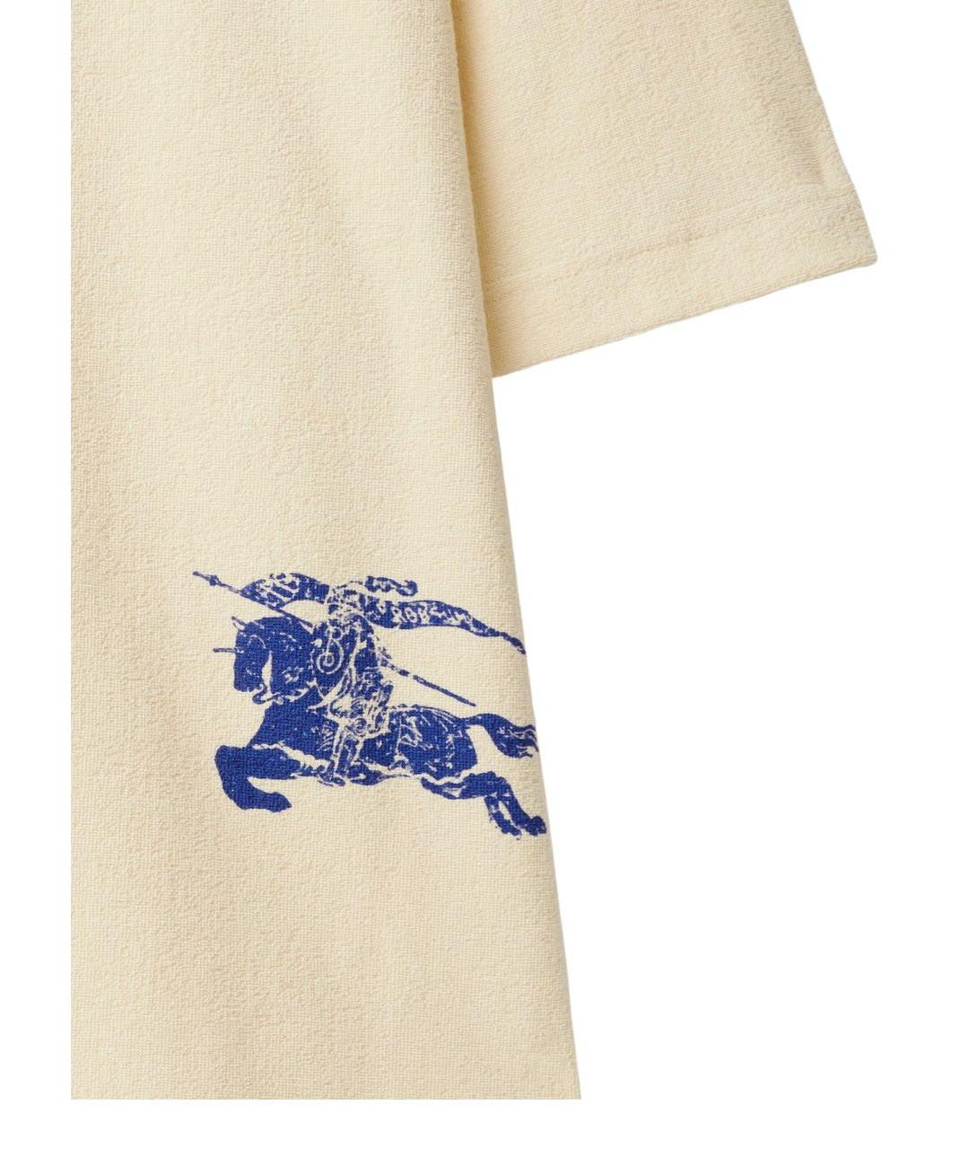 BURBERRY Бежевая хлопковая футболка, фото 3