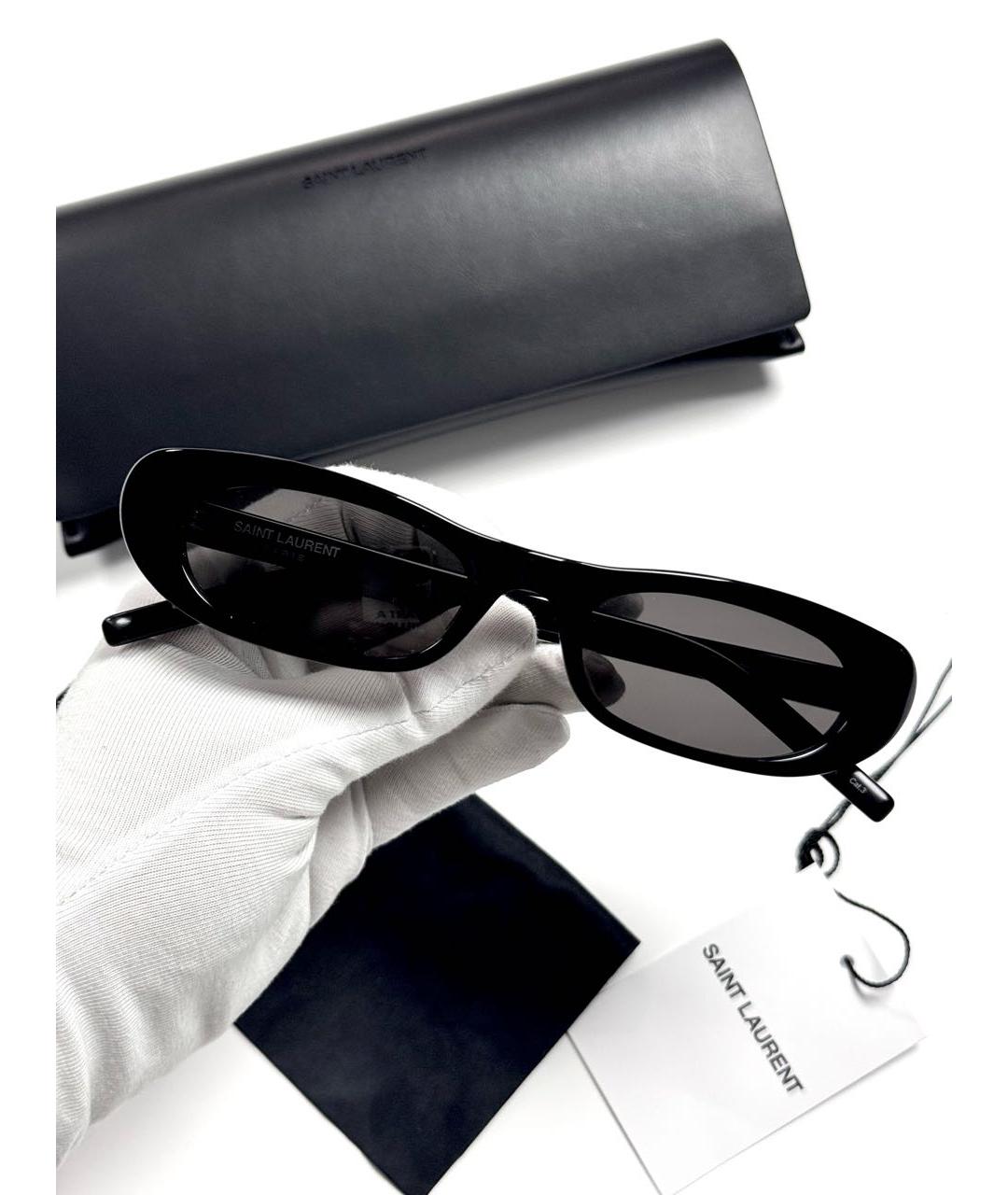 SAINT LAURENT Черные пластиковые солнцезащитные очки, фото 6