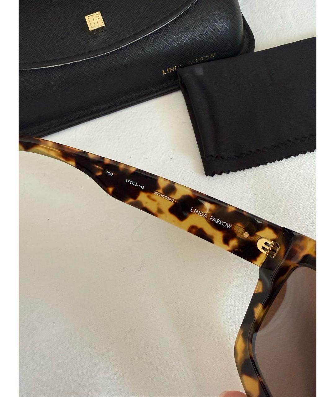 LINDA FARROW Коричневые пластиковые солнцезащитные очки, фото 7