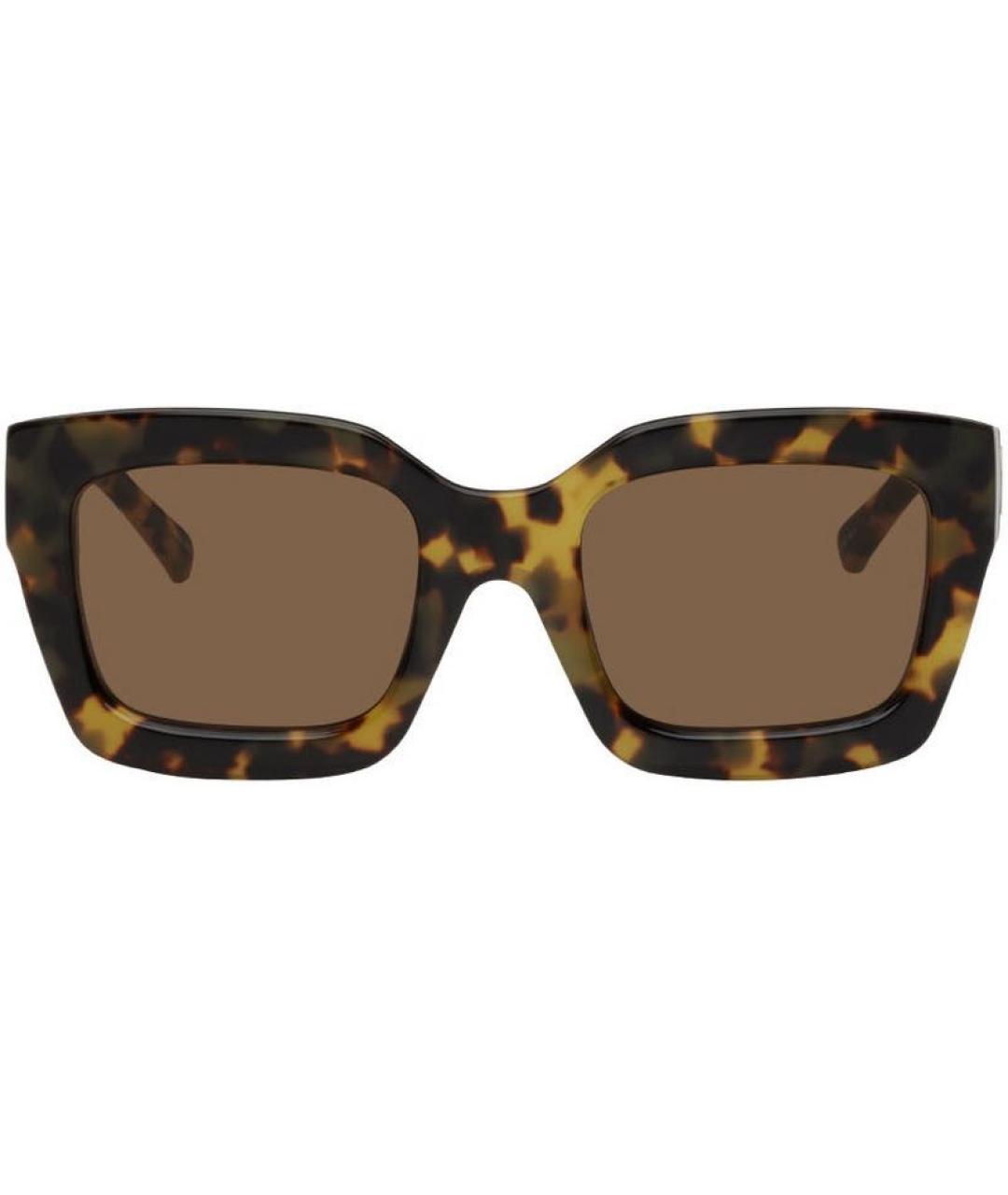 LINDA FARROW Коричневые пластиковые солнцезащитные очки, фото 8