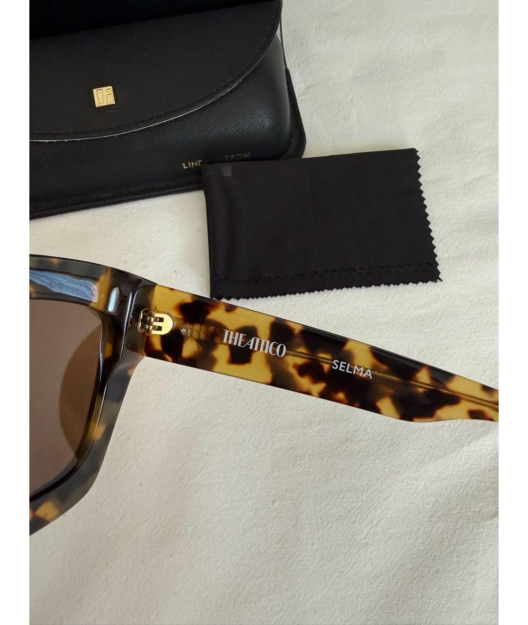 LINDA FARROW Коричневые пластиковые солнцезащитные очки, фото 6