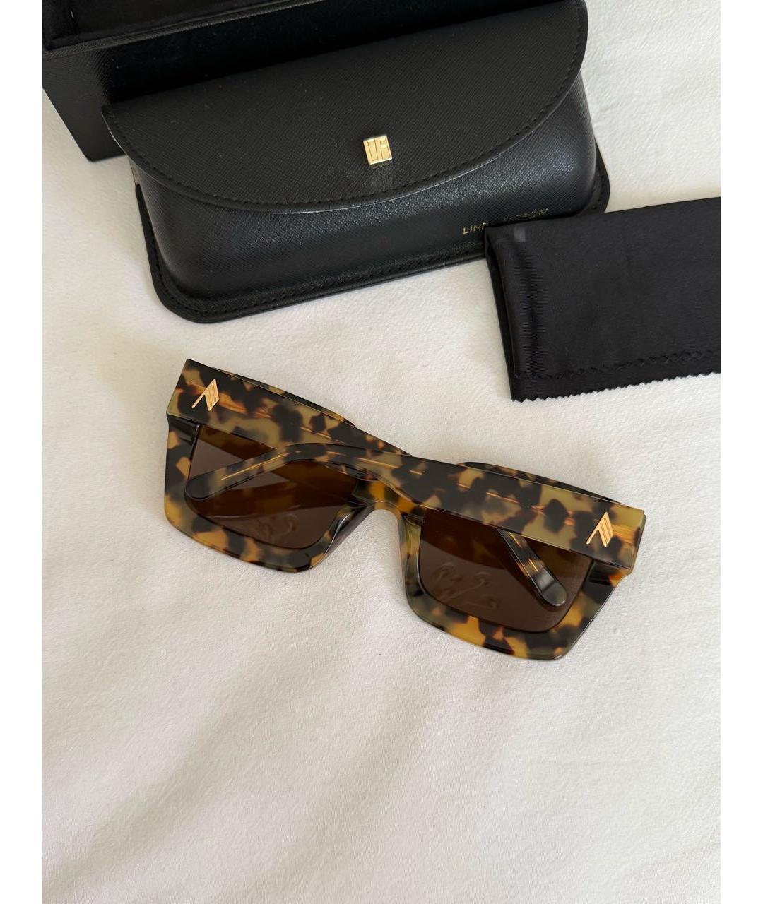 LINDA FARROW Коричневые пластиковые солнцезащитные очки, фото 5