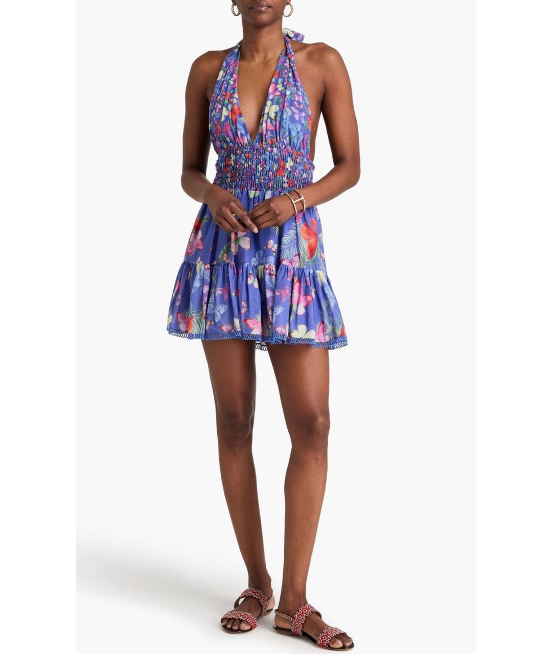 CHARO RUIZ Синее хлопковое коктейльное платье, фото 2