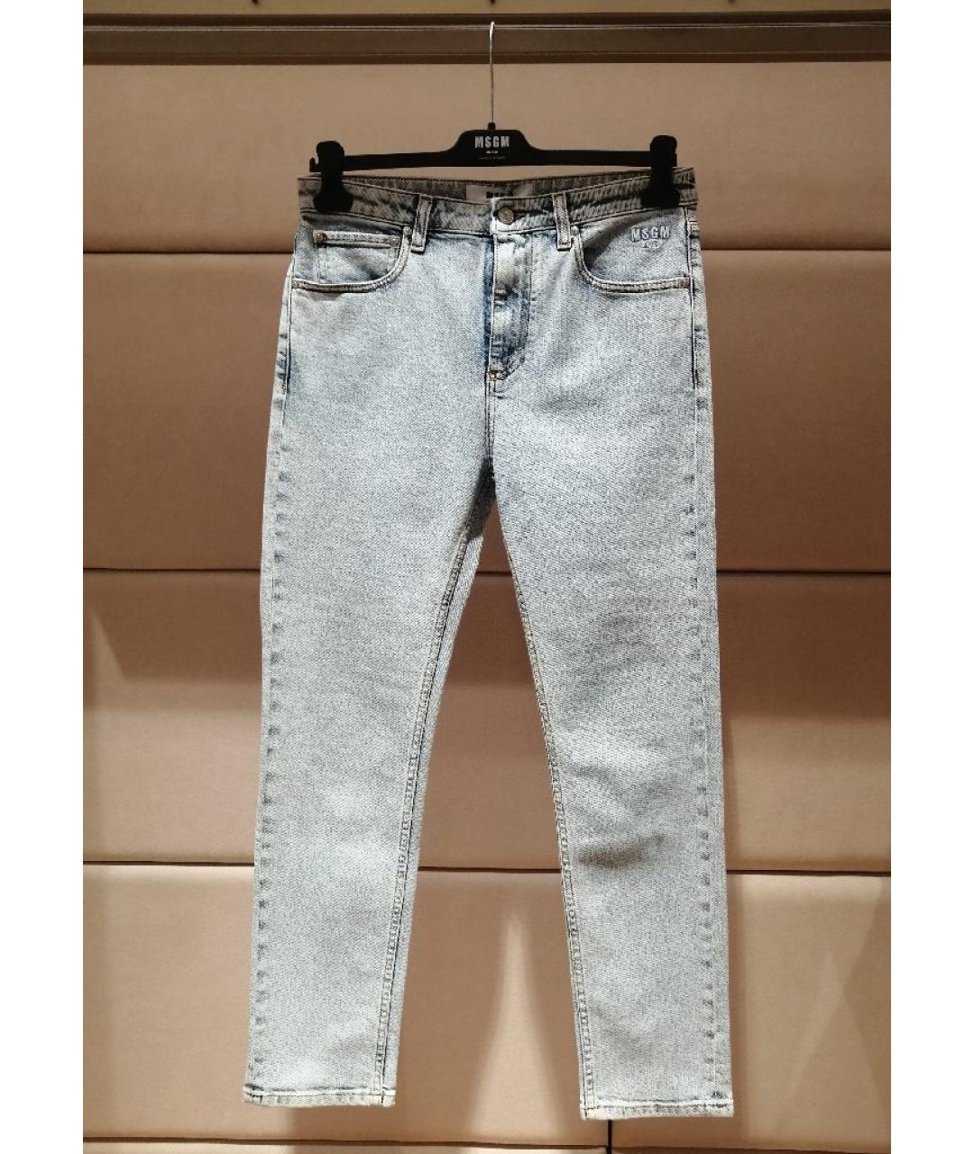 MSGM Голубые хлопковые джинсы слим, фото 3