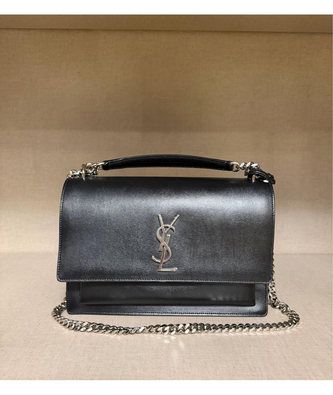 SAINT LAURENT Черная кожаная сумка через плечо, фото 7