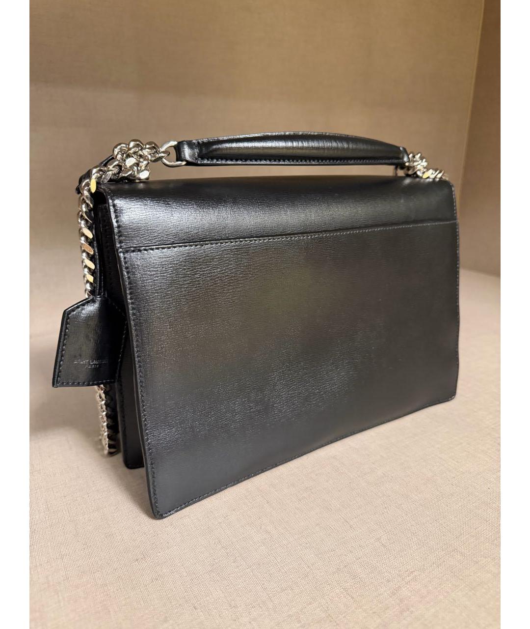 SAINT LAURENT Черная кожаная сумка через плечо, фото 3