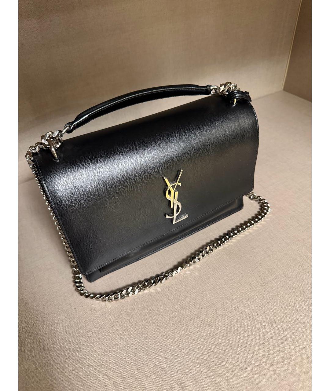 SAINT LAURENT Черная кожаная сумка через плечо, фото 6