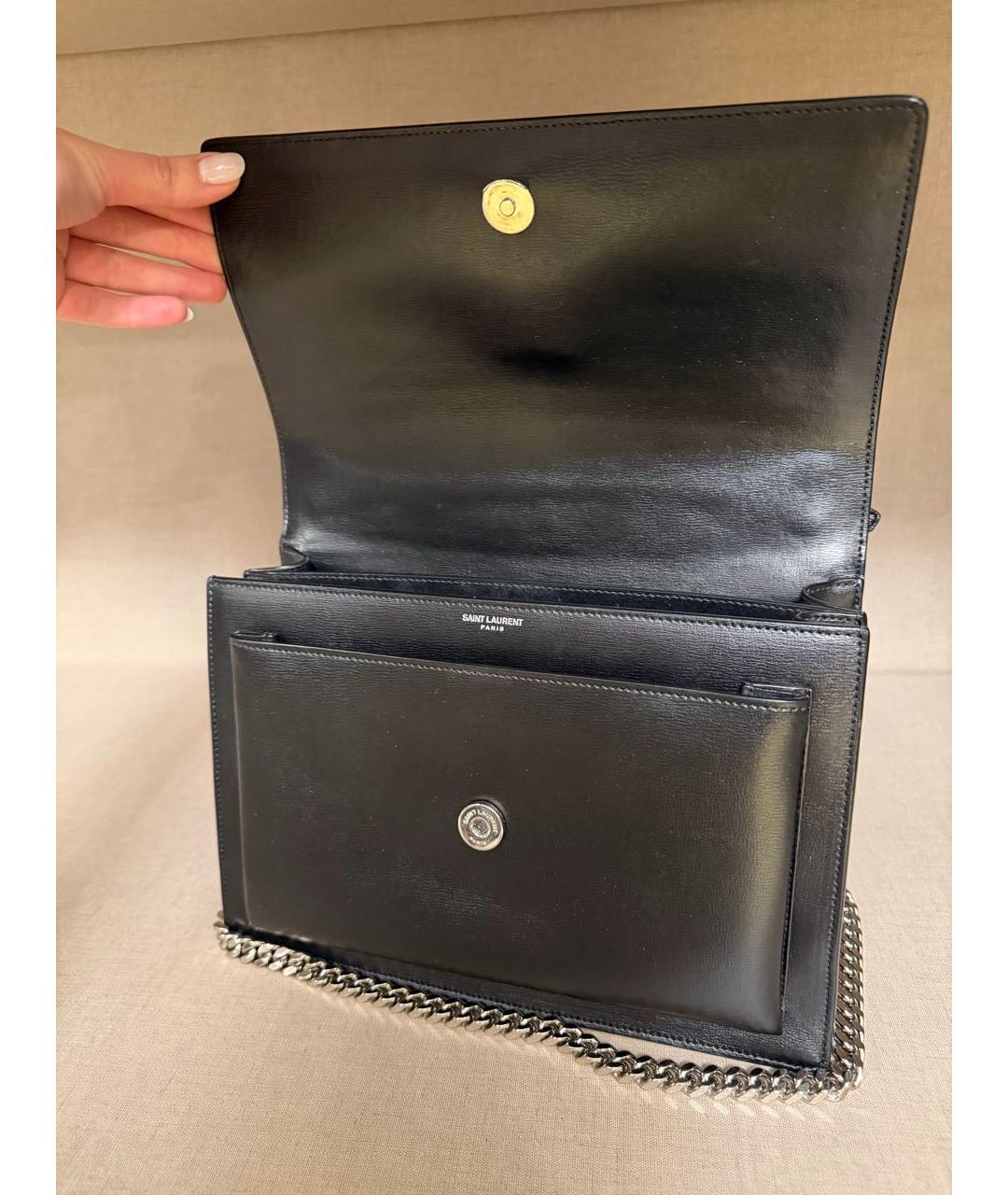 SAINT LAURENT Черная кожаная сумка через плечо, фото 5
