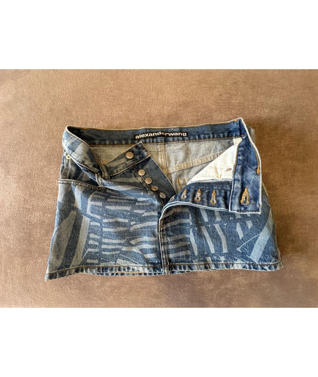 ALEXANDER WANG Синяя хлопковая юбка мини, фото 5