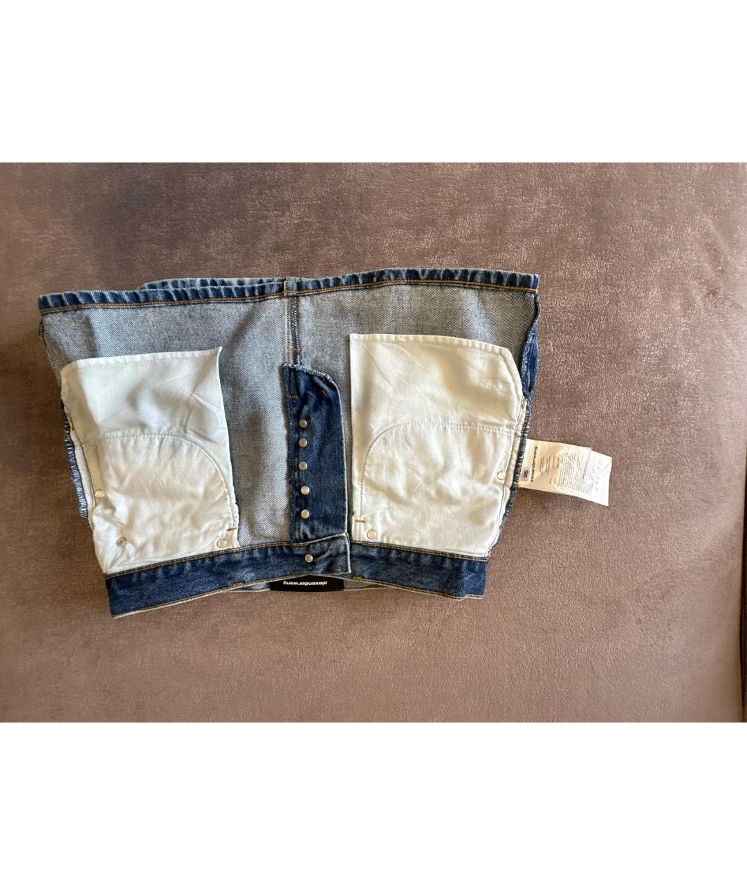 ALEXANDER WANG Синяя хлопковая юбка мини, фото 3