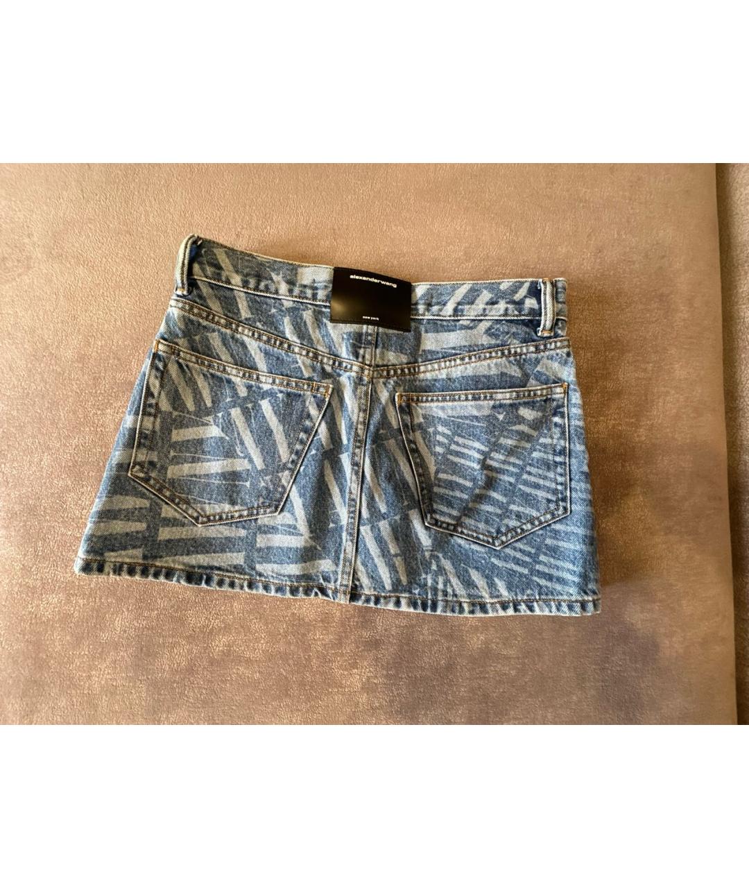 ALEXANDER WANG Синяя хлопковая юбка мини, фото 2