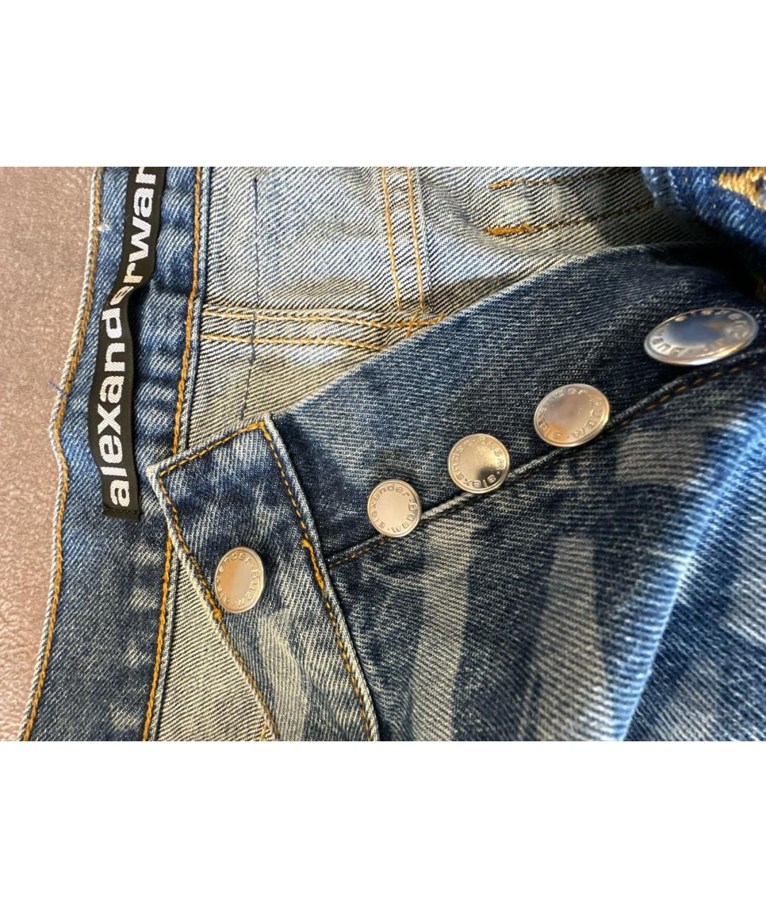 ALEXANDER WANG Синяя хлопковая юбка мини, фото 6