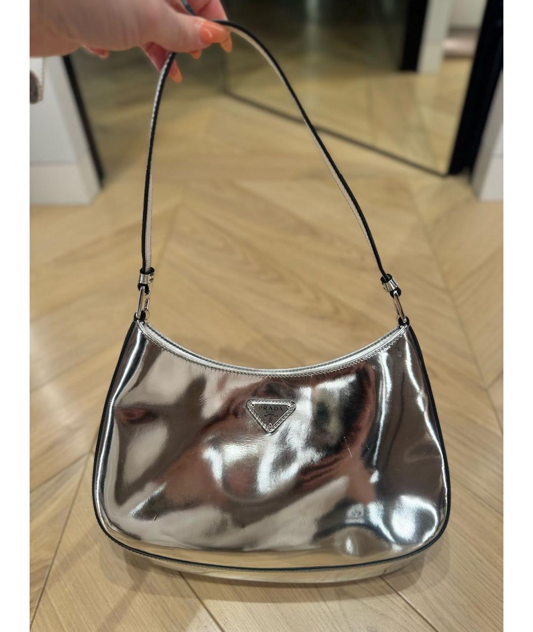 PRADA Серебряная сумка с короткими ручками, фото 5