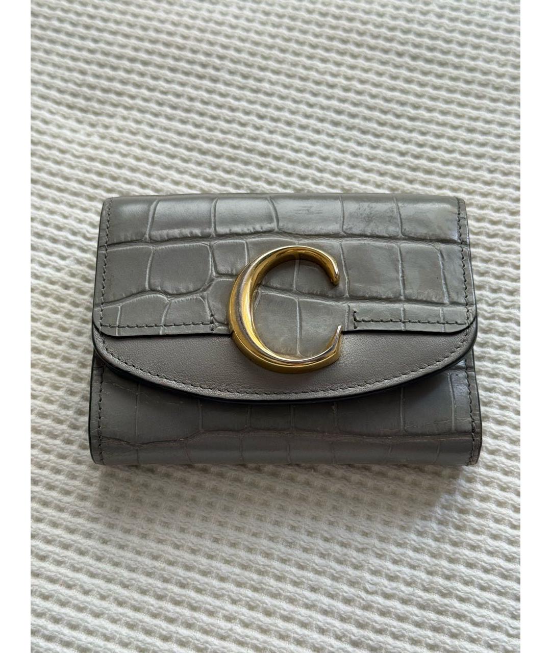 CHLOE Серый кожаный кошелек, фото 7