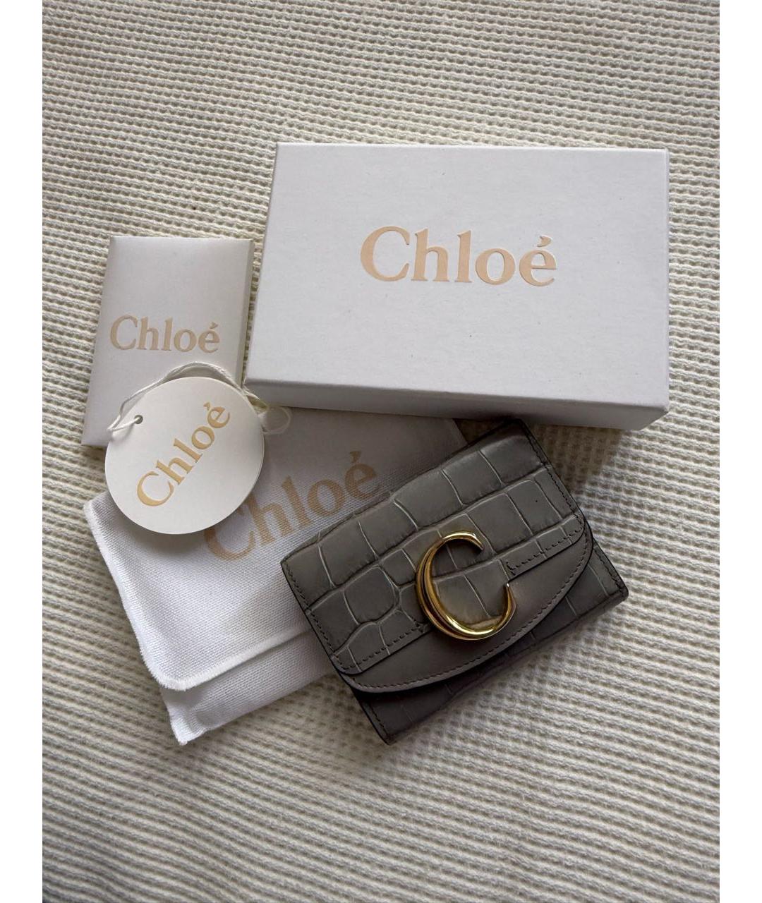 CHLOE Серый кожаный кошелек, фото 6
