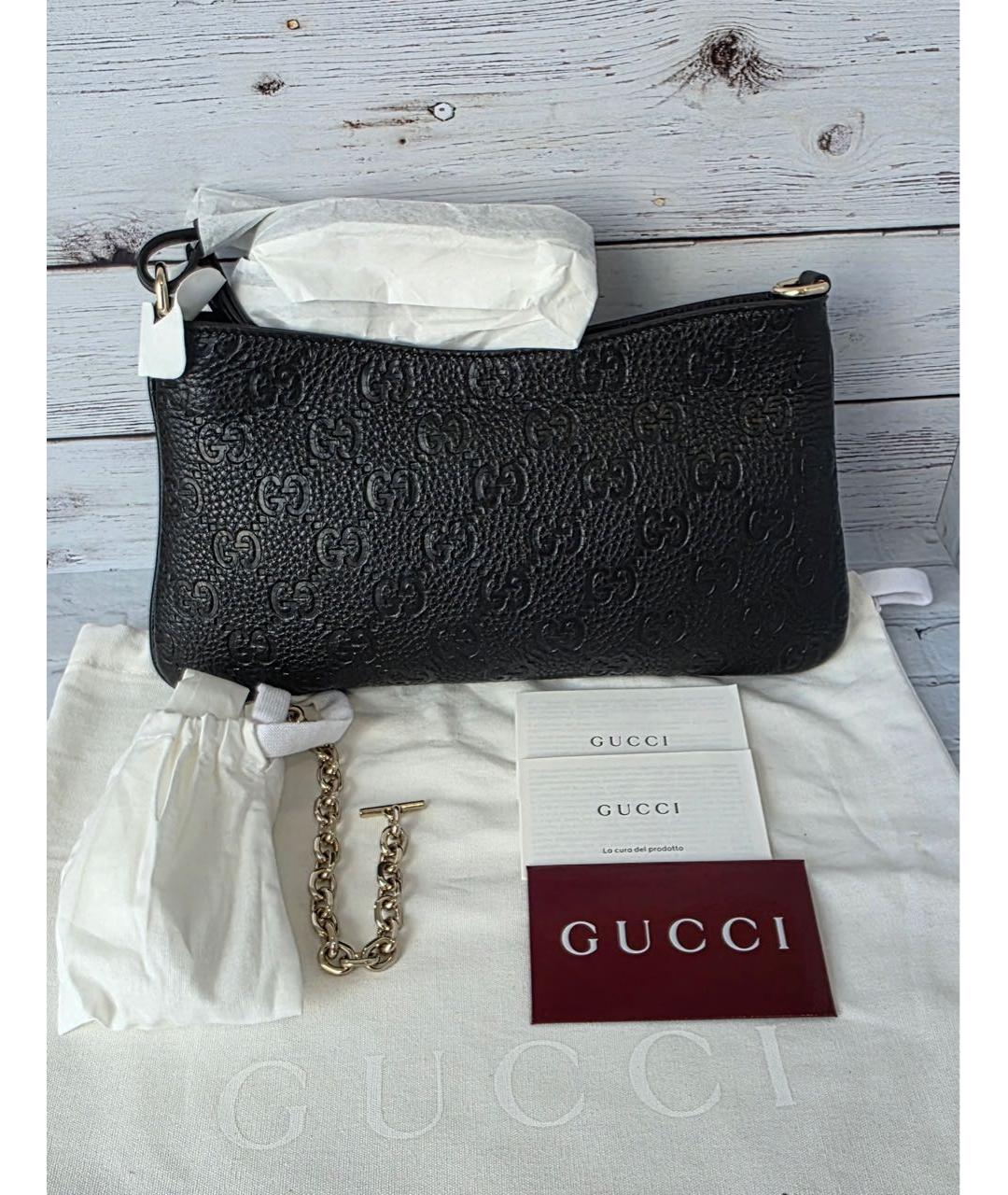 GUCCI Черная кожаная сумка с короткими ручками, фото 9