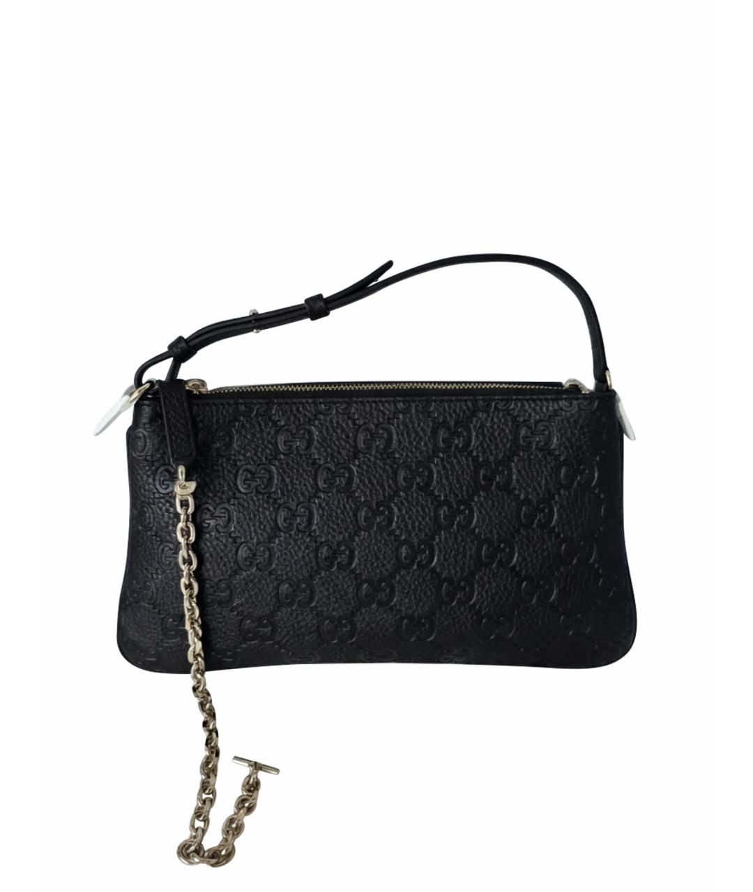 GUCCI Черная кожаная сумка с короткими ручками, фото 1