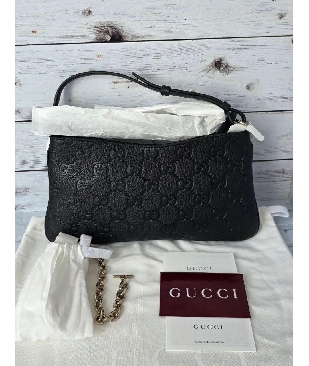 GUCCI Черная кожаная сумка с короткими ручками, фото 8