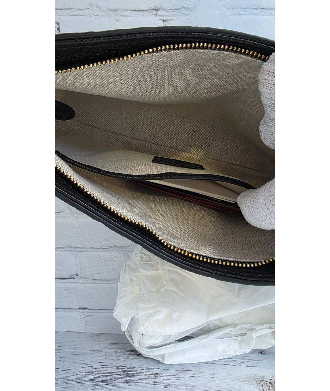 GUCCI Черная кожаная сумка с короткими ручками, фото 4