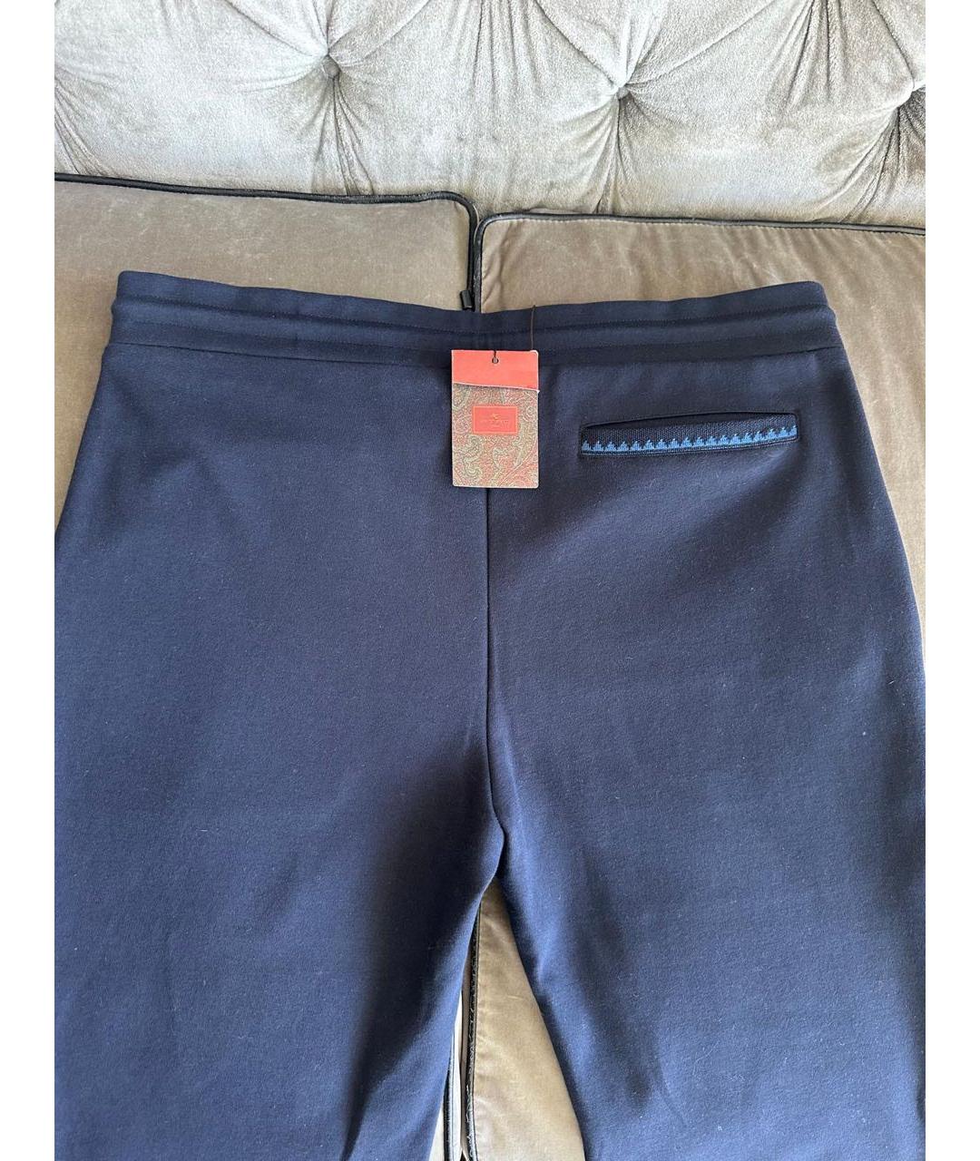 ETRO Темно-синие хлопковые повседневные брюки, фото 3