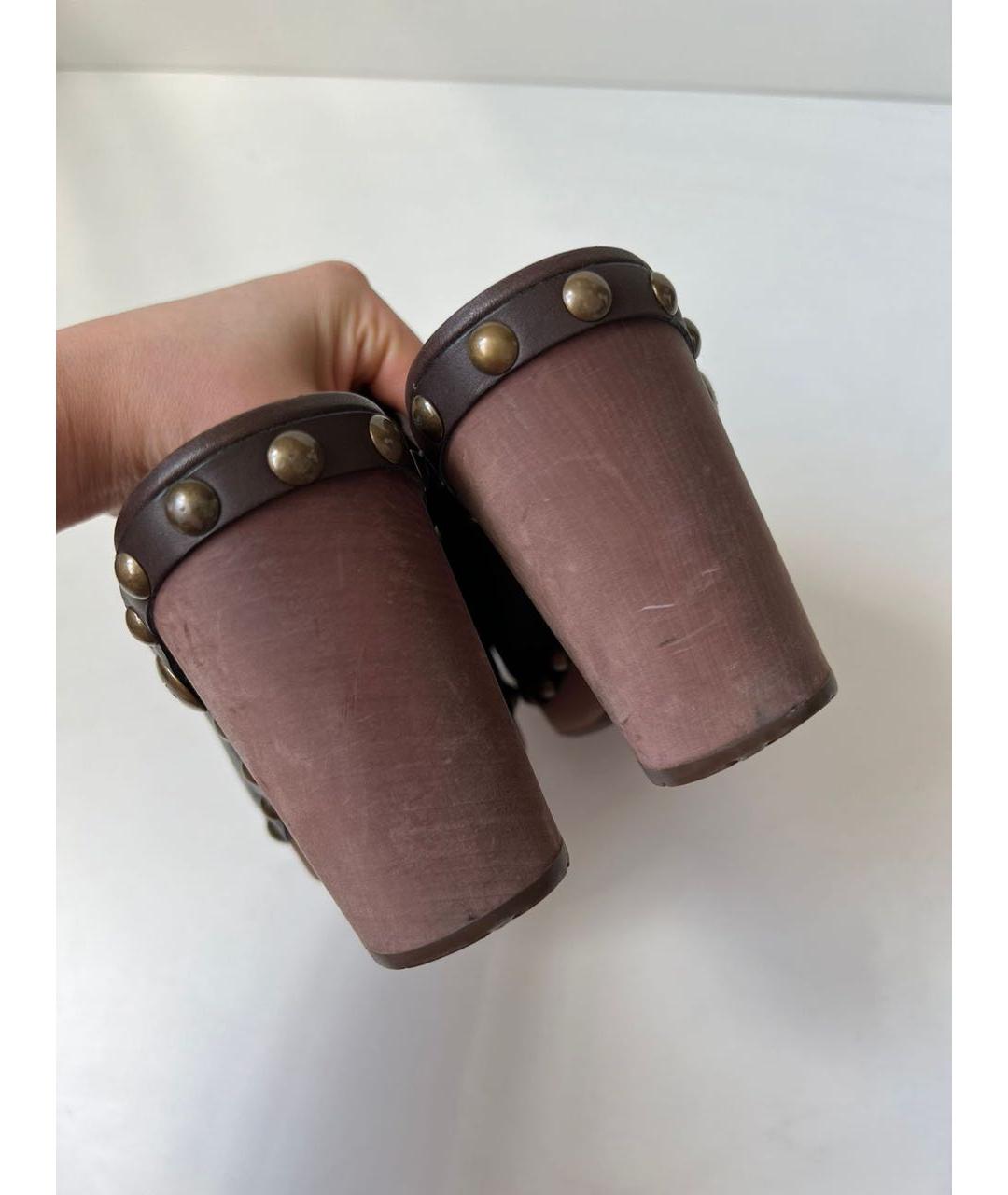 CHANEL Коричневые кожаные мюли, фото 5