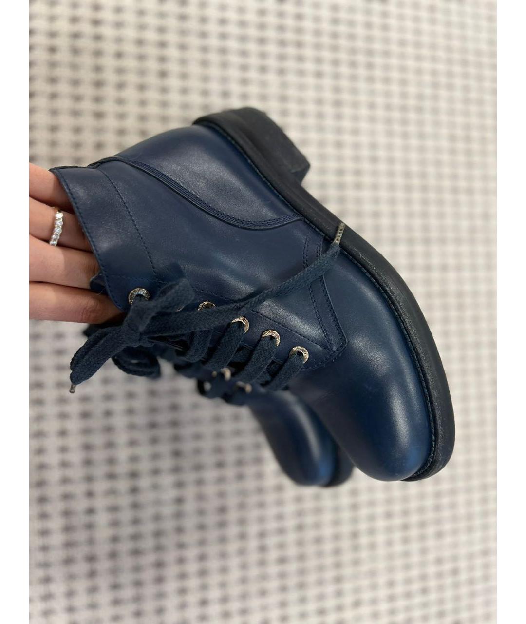 CHANEL Темно-синие кожаные ботинки, фото 6