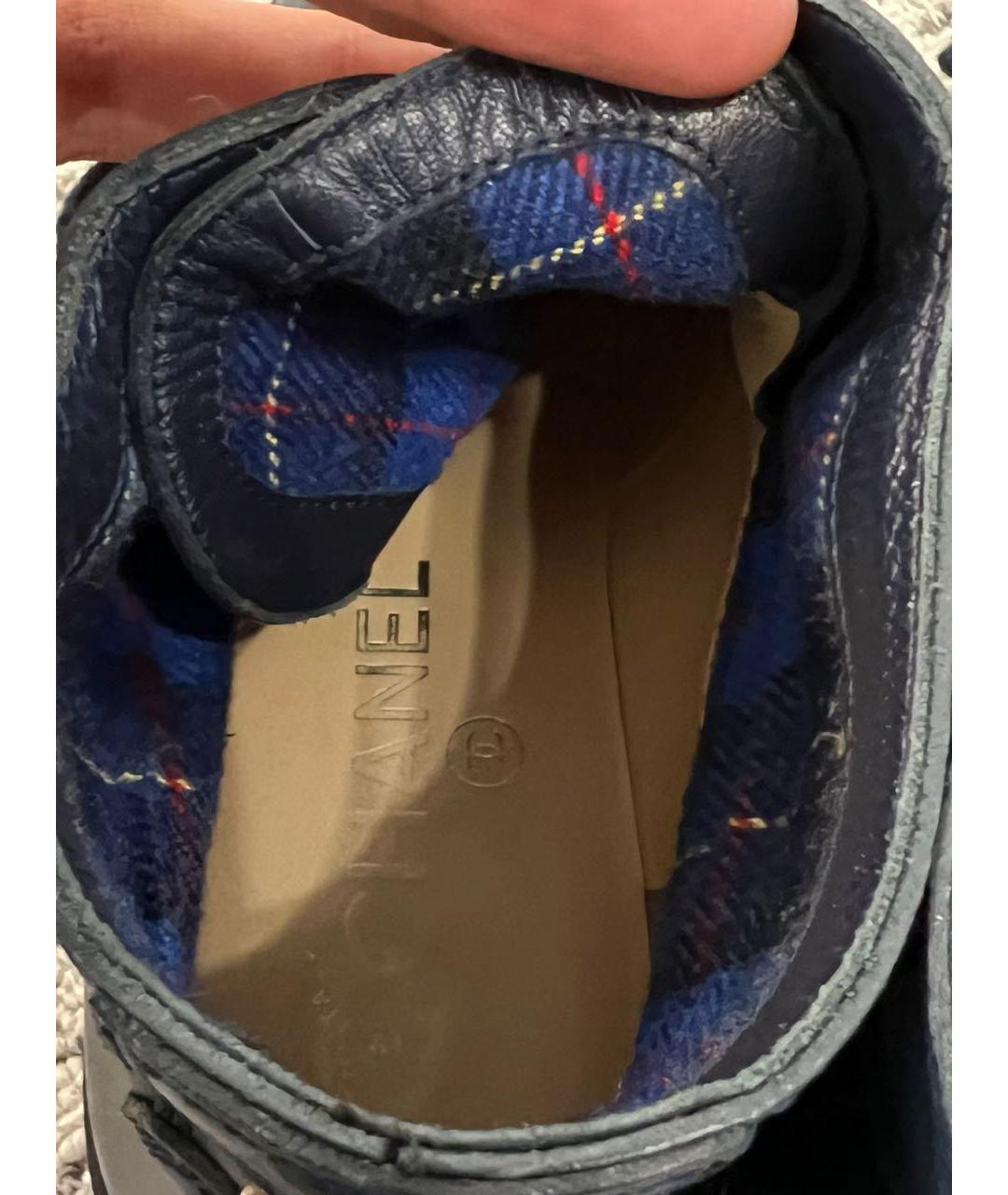 CHANEL Темно-синие кожаные ботинки, фото 8