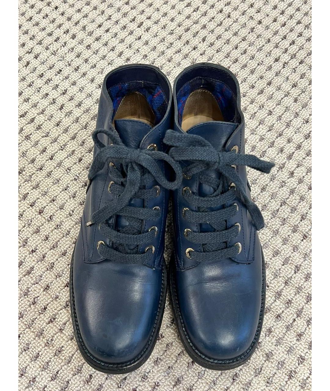 CHANEL Темно-синие кожаные ботинки, фото 2