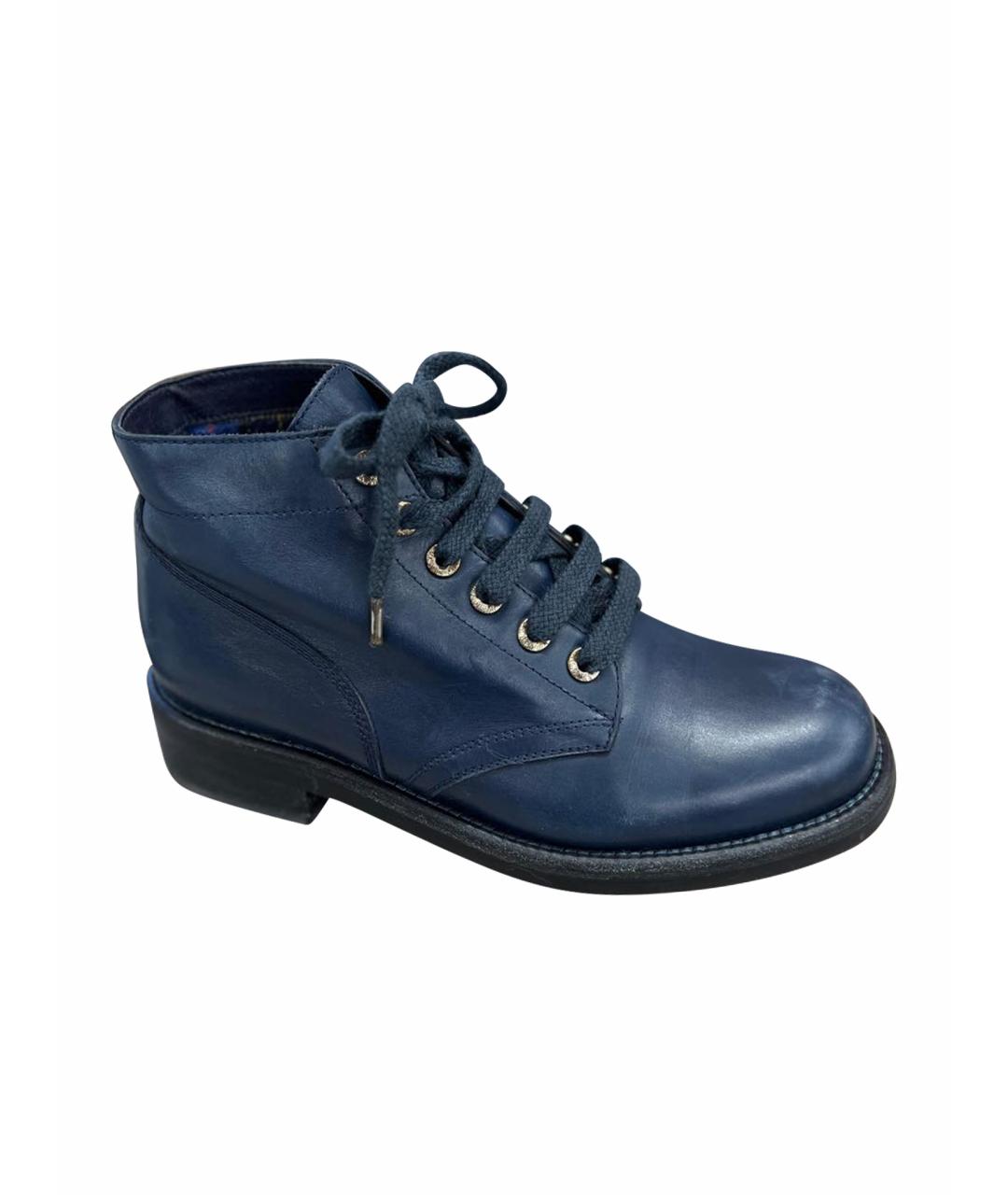 CHANEL Темно-синие кожаные ботинки, фото 1