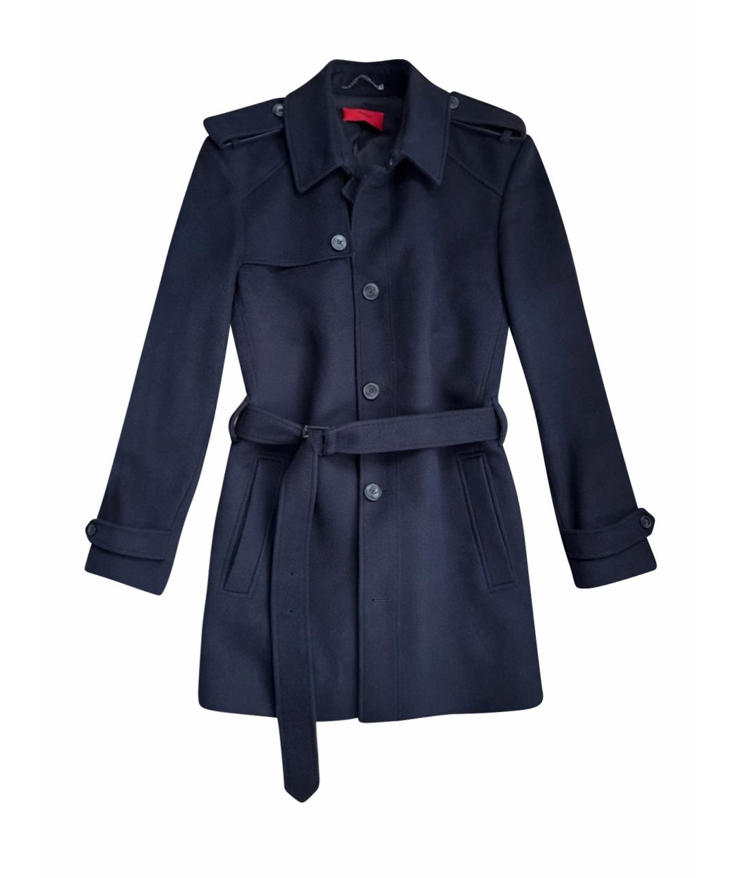 HUGO BOSS Темно-синее шерстяное пальто, фото 1