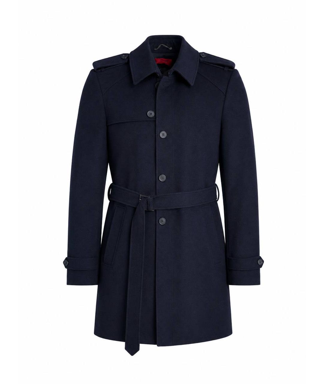 HUGO BOSS Темно-синее шерстяное пальто, фото 1