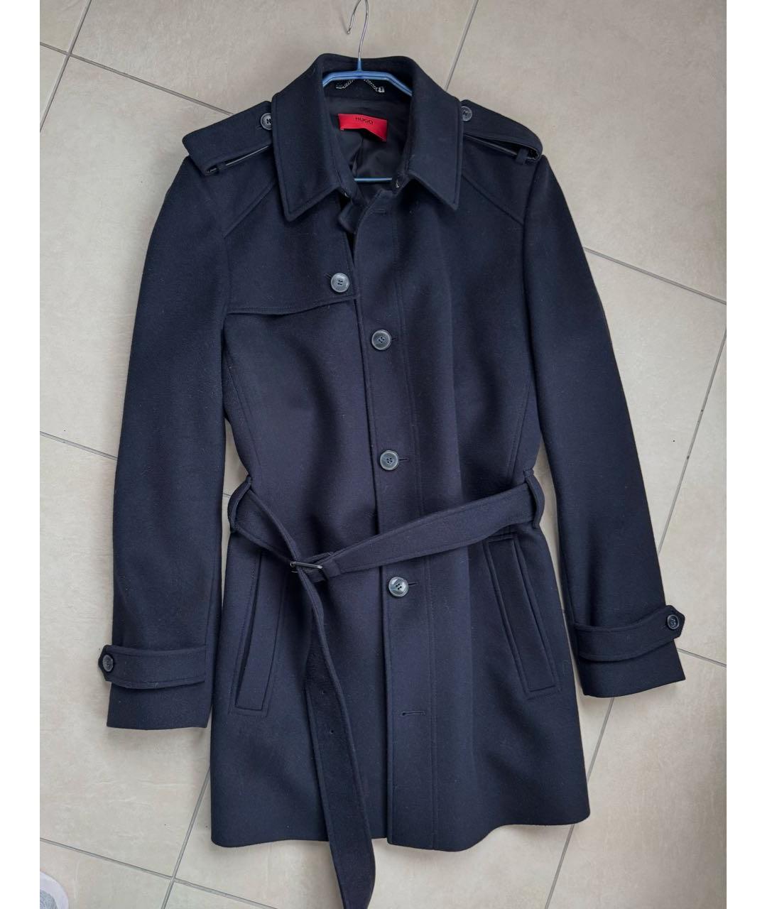 HUGO BOSS Темно-синее шерстяное пальто, фото 7