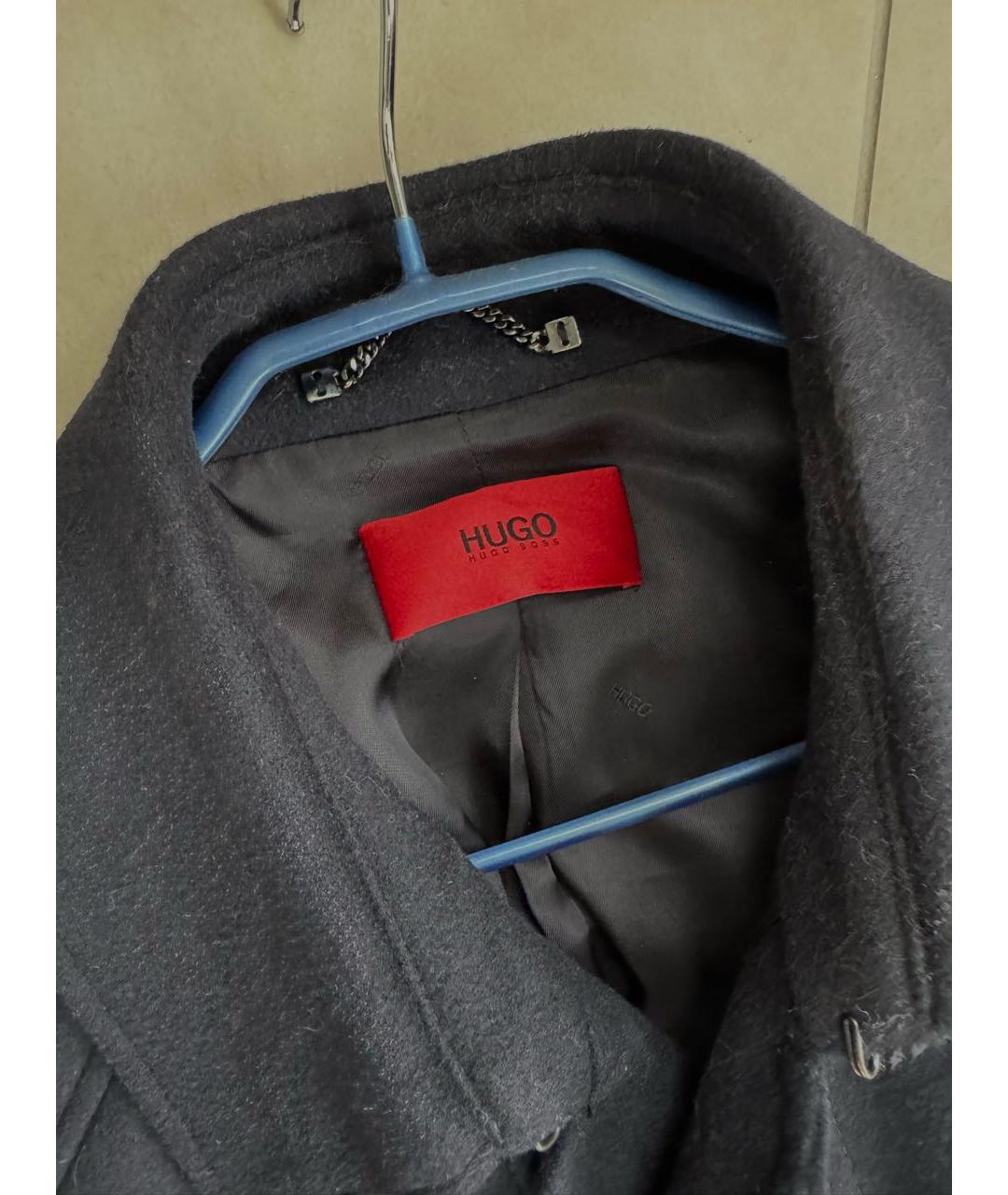 HUGO BOSS Темно-синее шерстяное пальто, фото 4