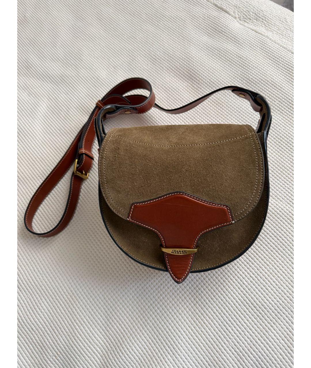 ISABEL MARANT Хаки замшевая сумка через плечо, фото 6