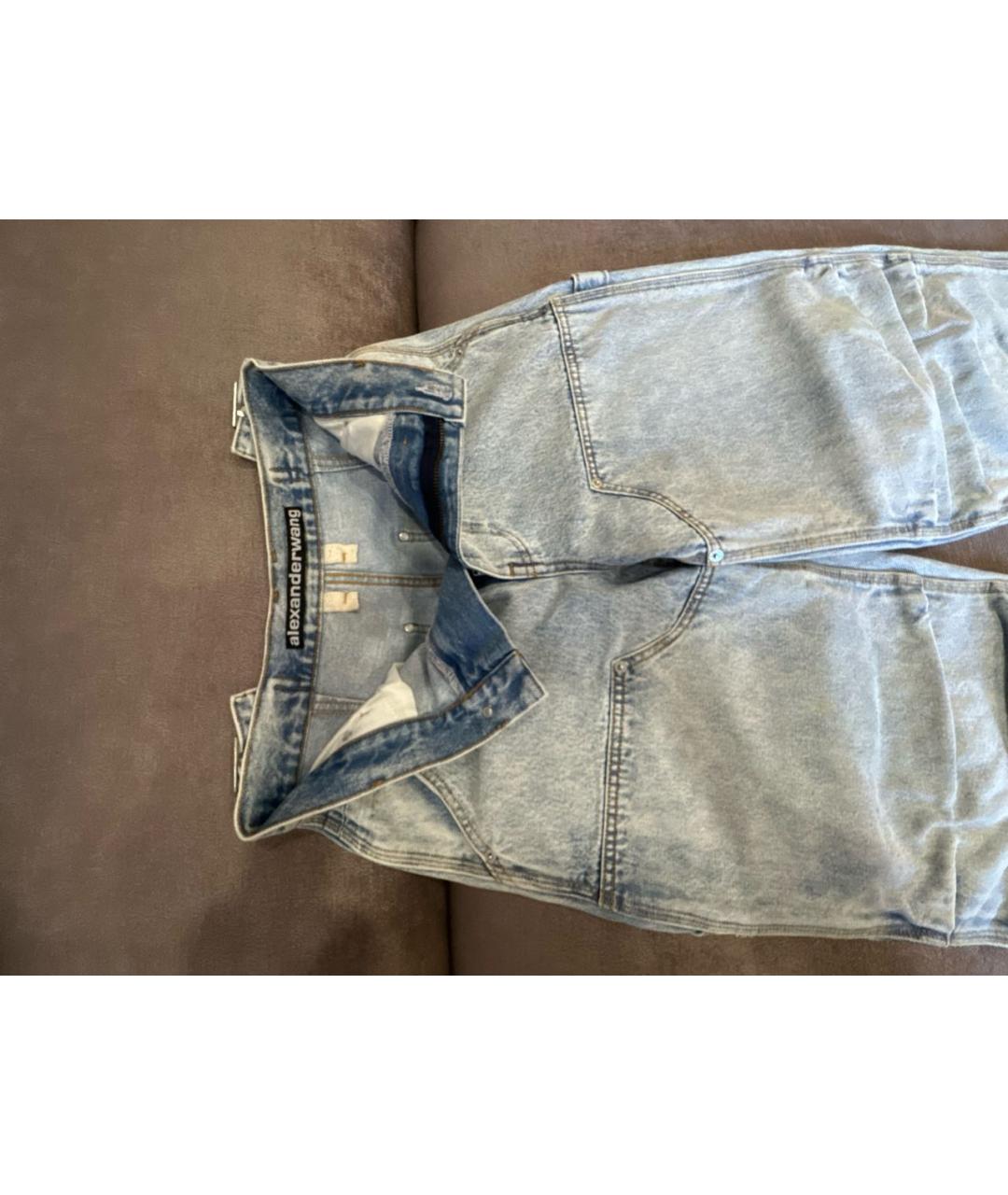 ALEXANDER WANG Голубые хлопковые прямые джинсы, фото 3