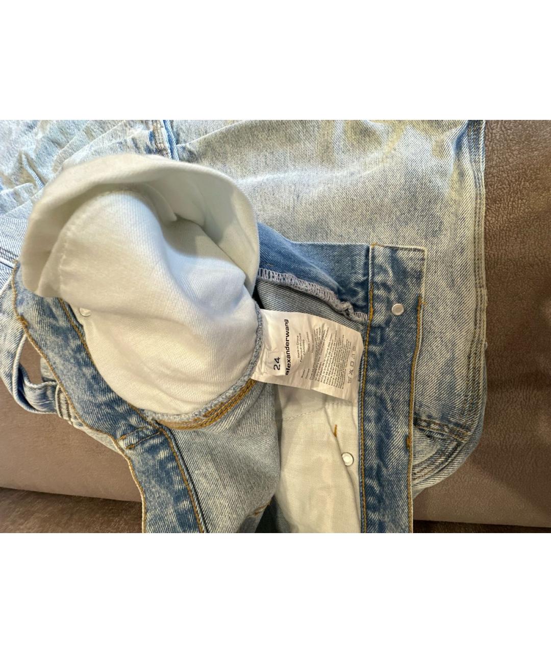 ALEXANDER WANG Голубые хлопковые прямые джинсы, фото 4