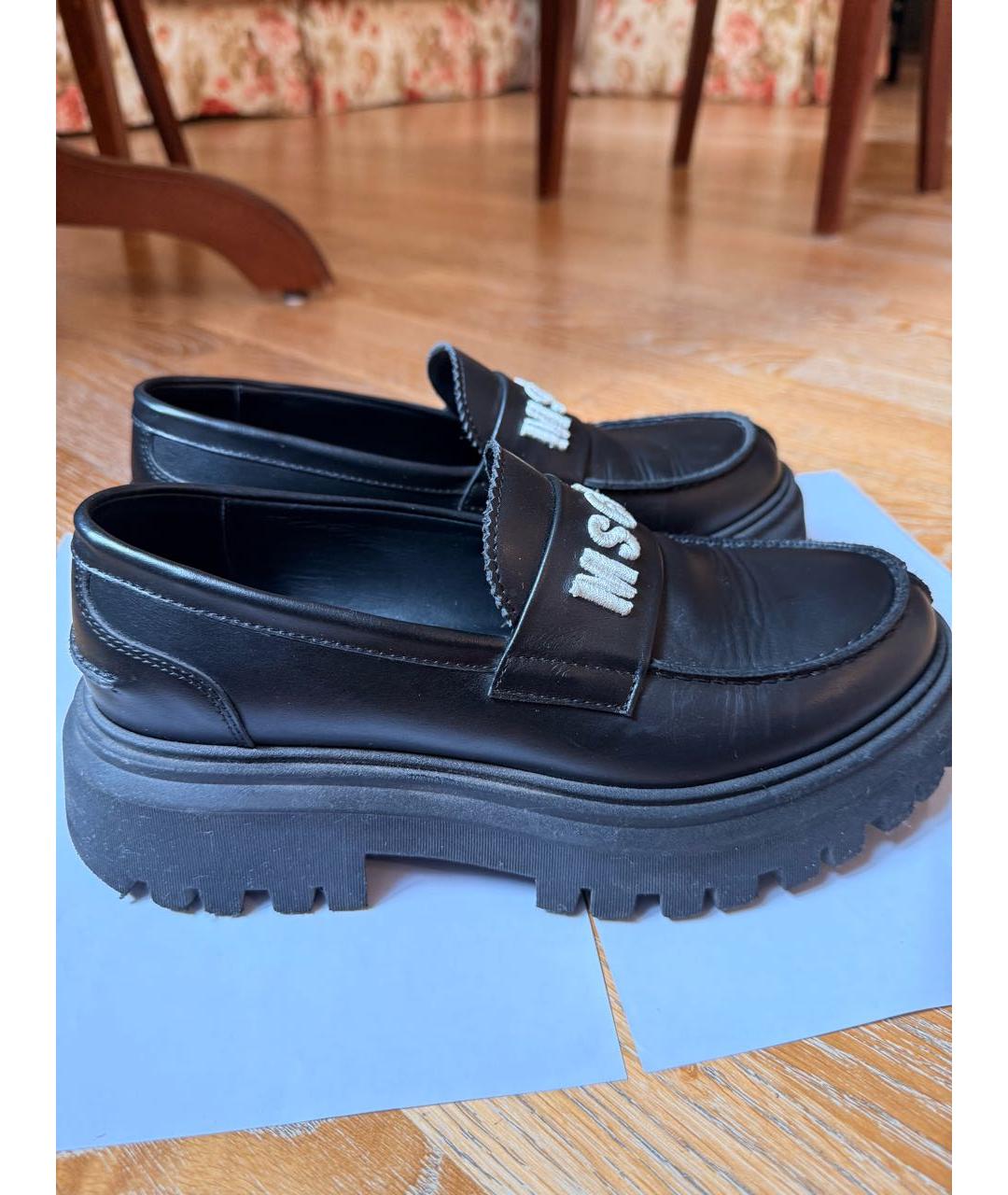 MSGM Черные кожаные лоферы и мокасины, фото 7