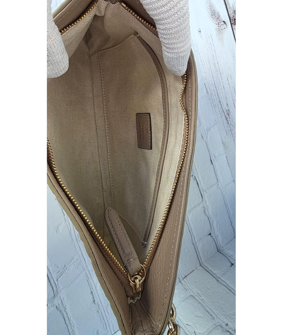 GUCCI Бежевая кожаная сумка с короткими ручками, фото 4